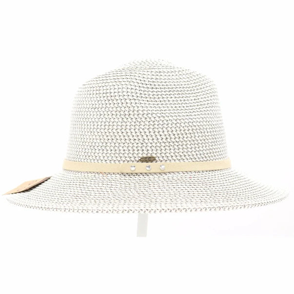 Two Tone Panama Hat with Suede Band Trim ST809