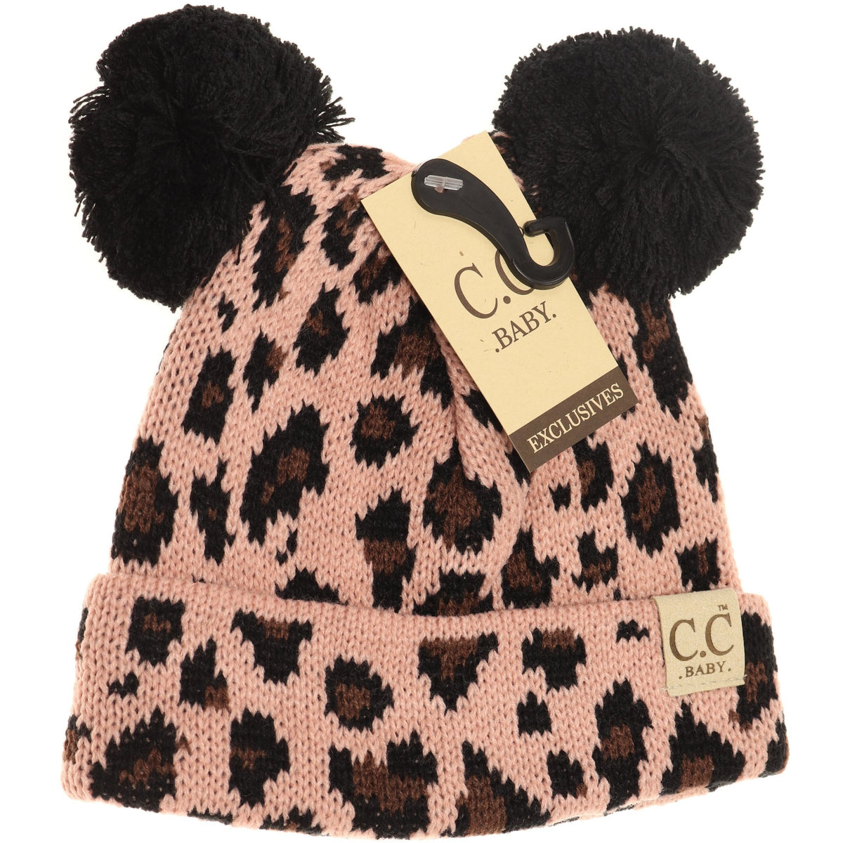 Baby Leopard Double Pom Beanie BABY80POMPOM