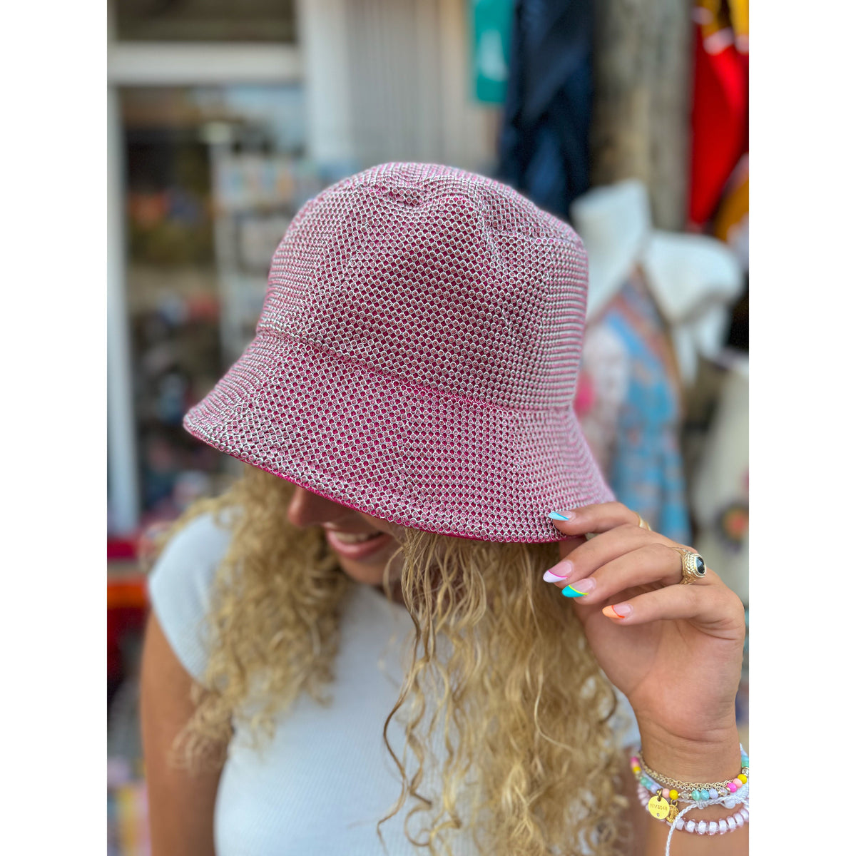 Allover Rhinestone C.C Bucket Hat BKB8051