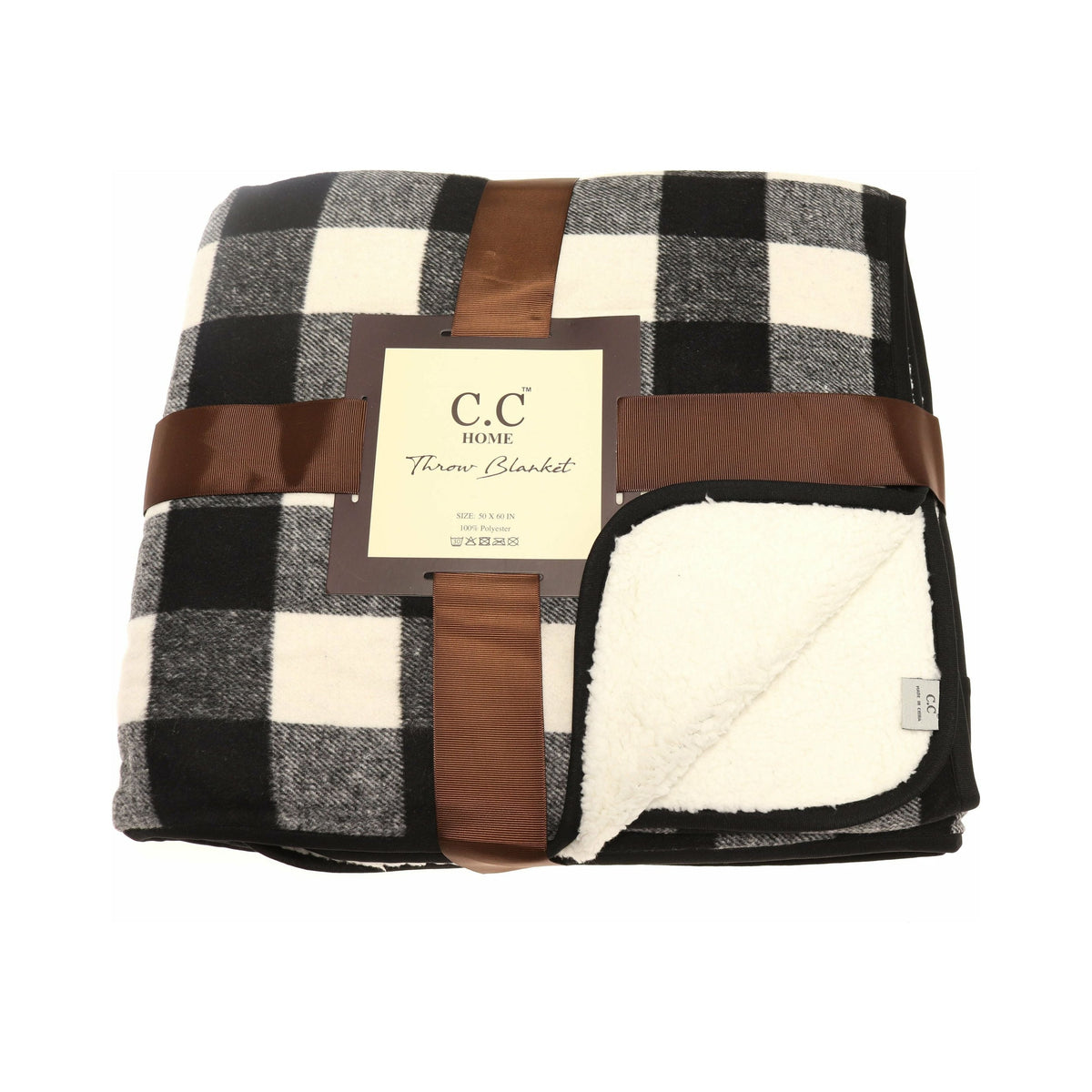 CC Buffalo Check Sherpa Lined Throw Blanket BL3