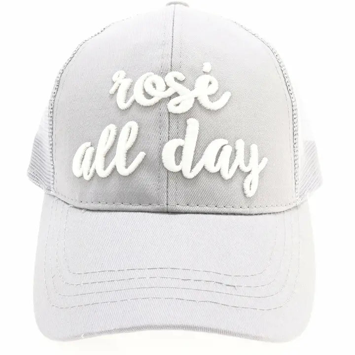Rose All Day Embroidered High Ponytail CC Ball Cap BT10-RAD