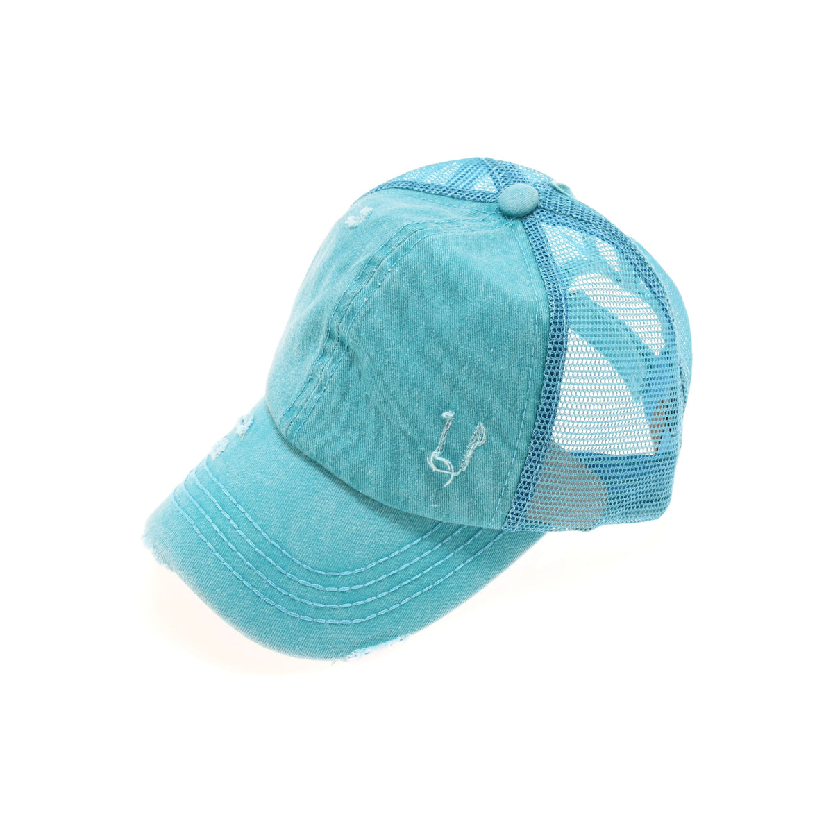 Distressed Mesh Back High Pony CC Ball Cap BT13