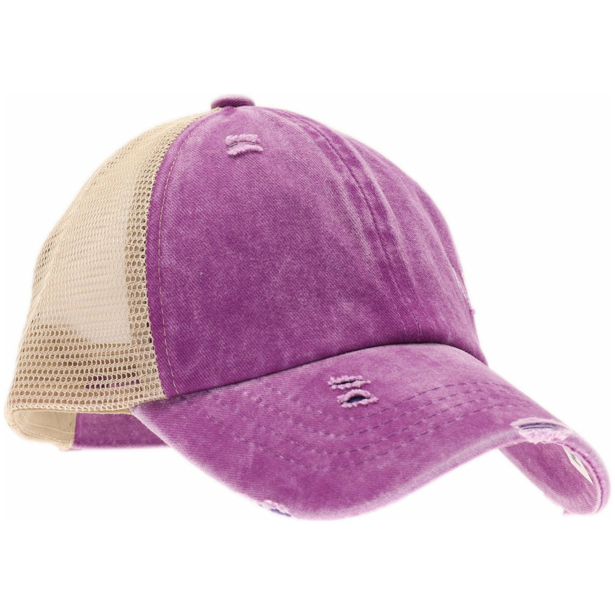 KIDS Distressed Criss-Cross High Ponytail CC Ball Cap KIDSBT780