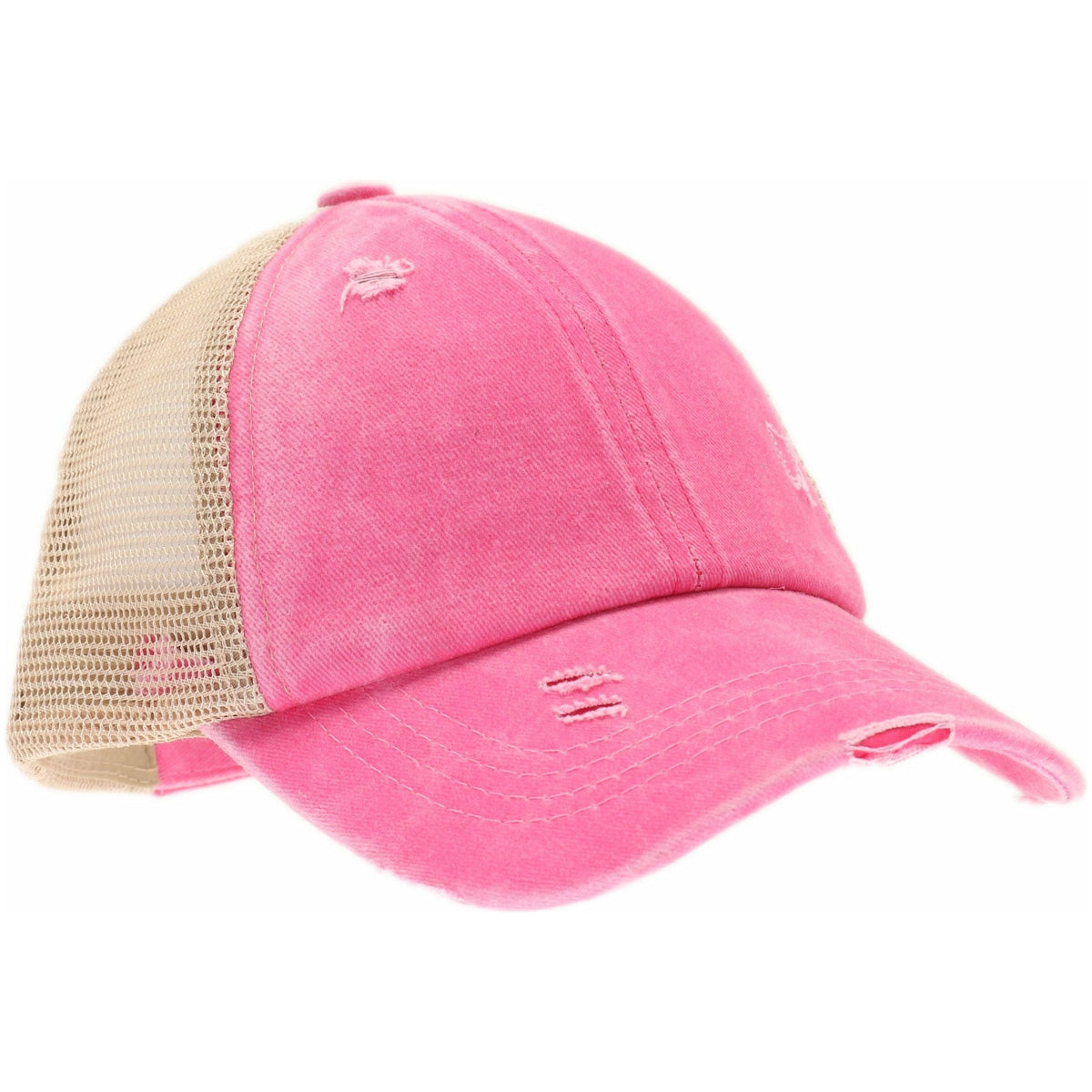 KIDS Distressed Criss-Cross High Ponytail CC Ball Cap KIDSBT780