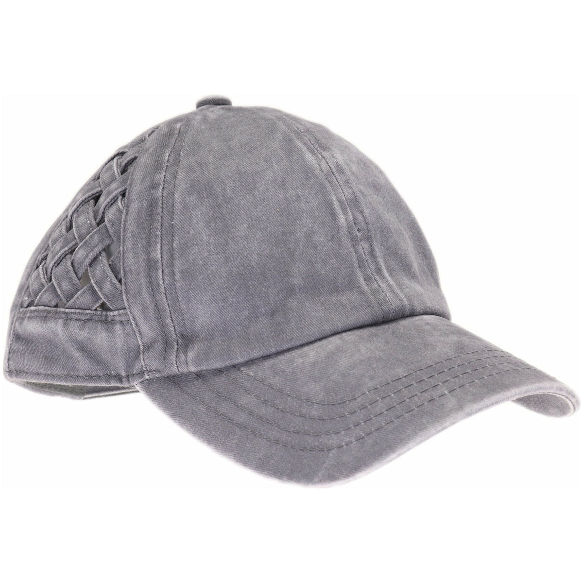 Basket Woven Criss-Cross High Ponytail CC Ball Cap BT922