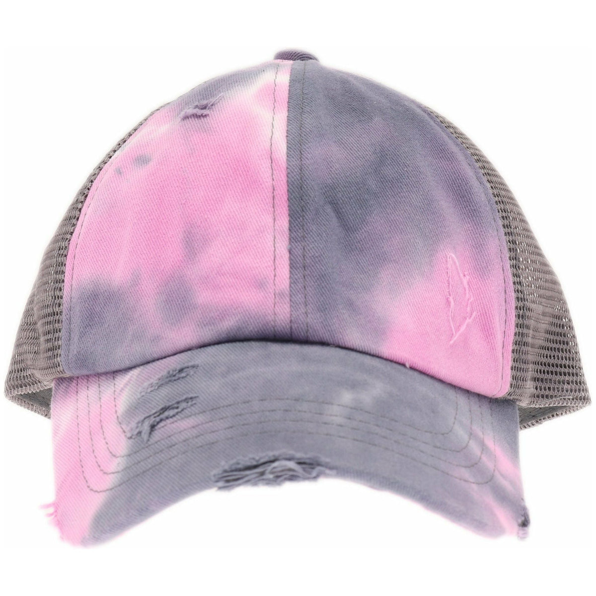 Tie Dye Criss-Cross Mesh High Ponytail CC Ball Cap BT924