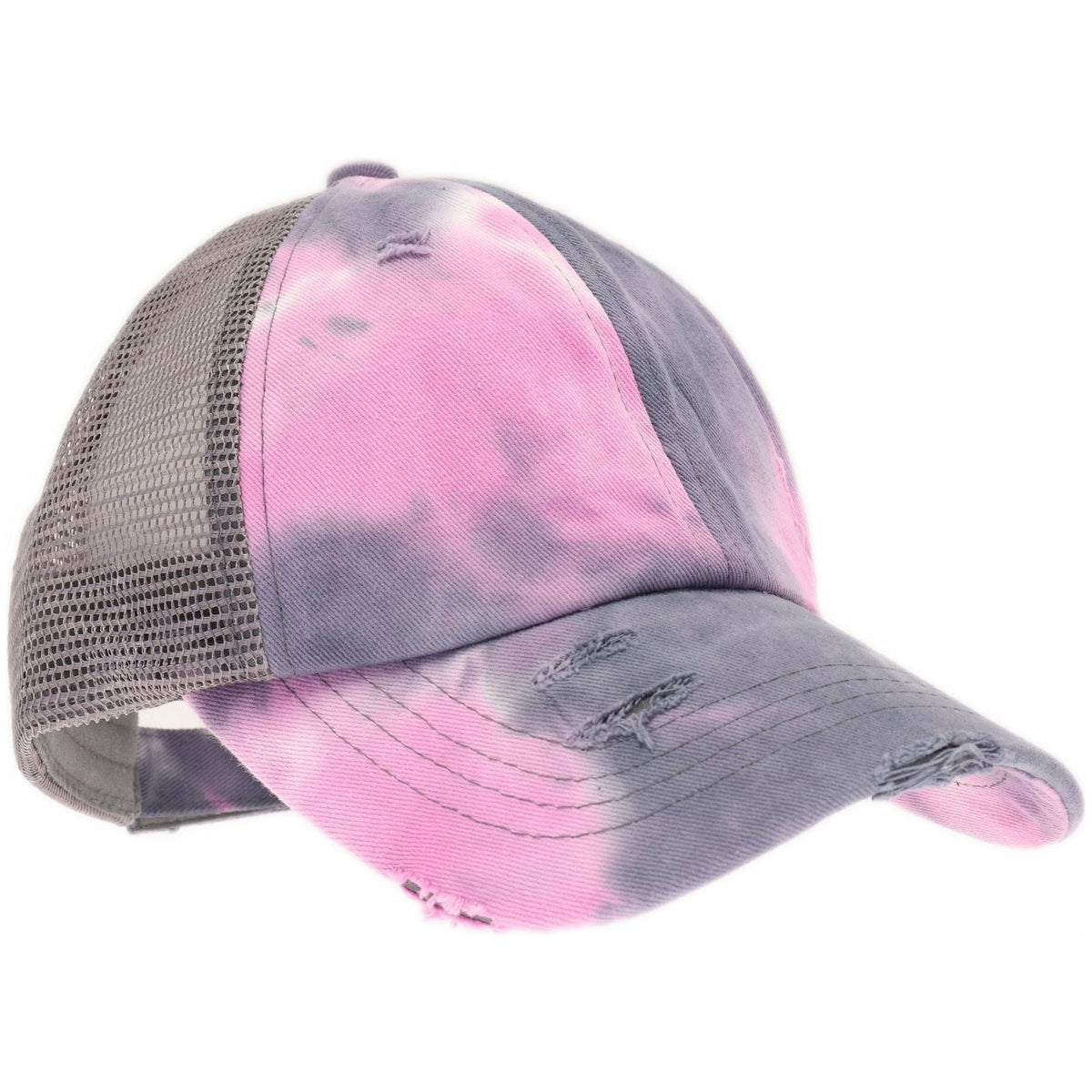 Tie Dye Criss-Cross Mesh High Ponytail CC Ball Cap BT924