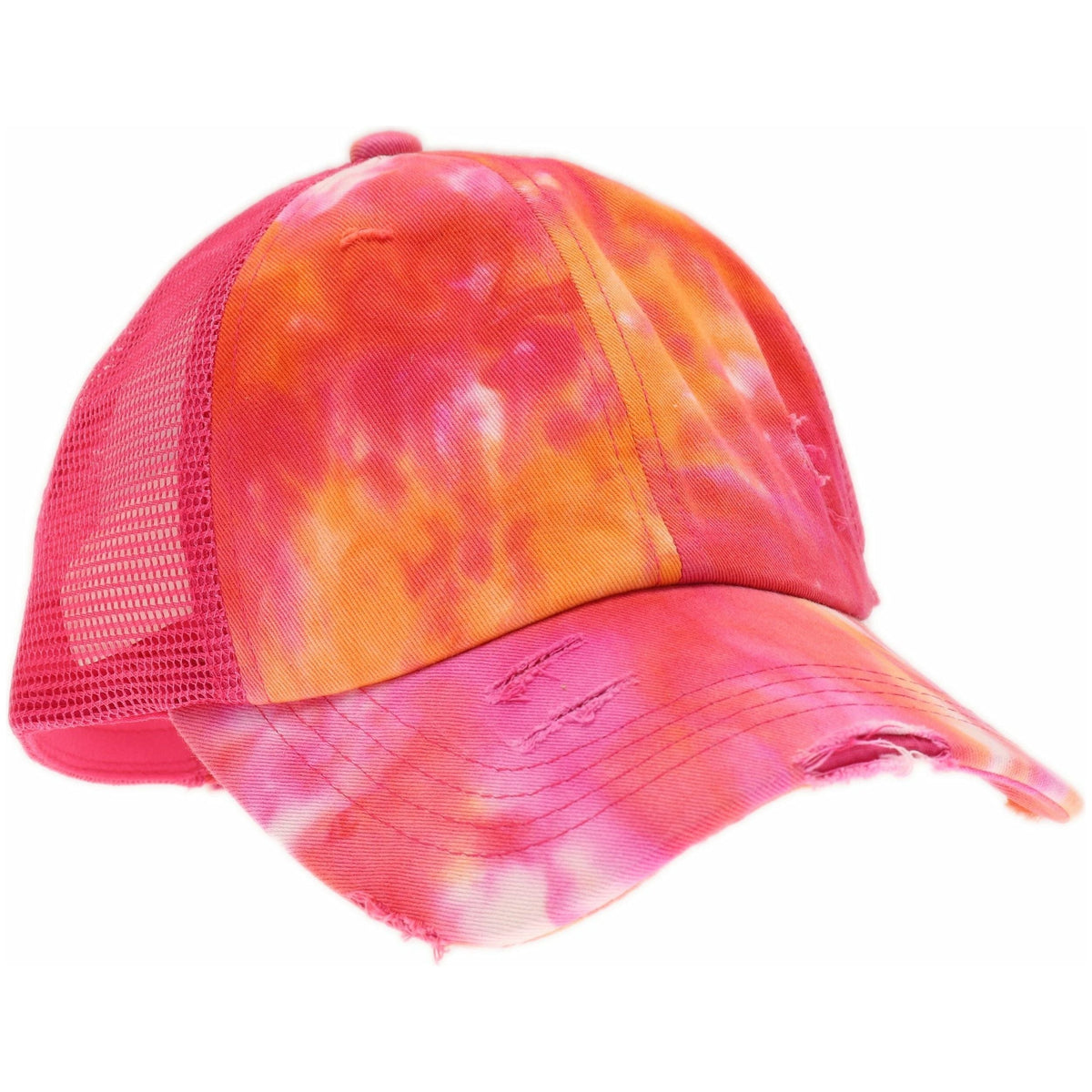 Tie Dye Criss-Cross Mesh High Ponytail CC Ball Cap BT924