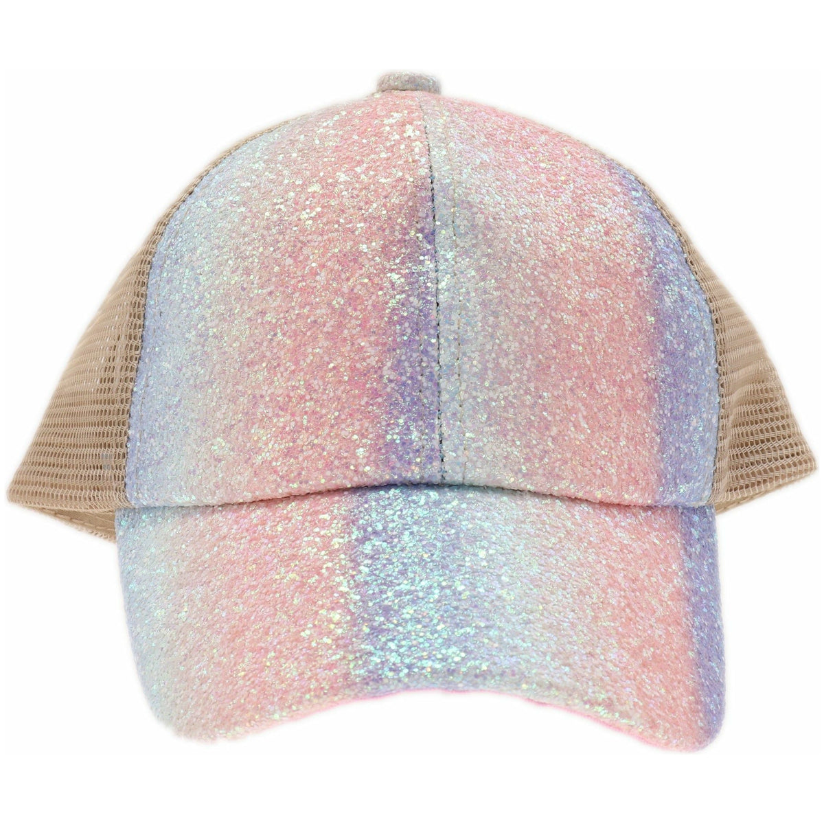 KIDS Glitter Ombre Criss-Cross High Ponytail CC Ball Cap KIDSBT931