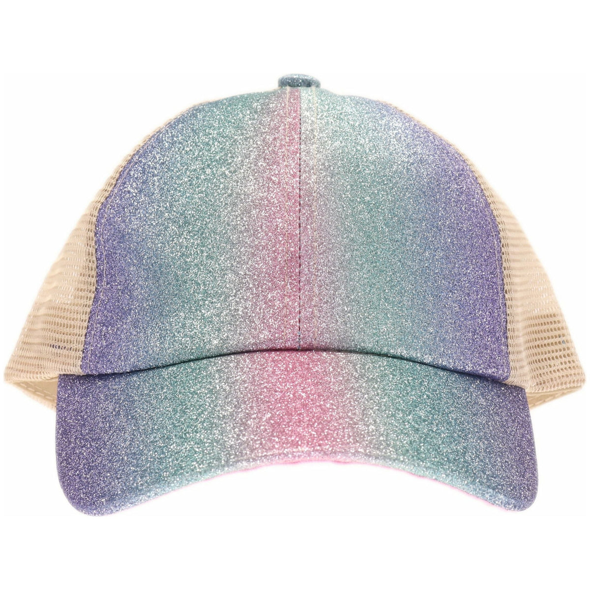 Shimmer Glitter Ombre Criss-Cross High Ponytail CC Ball Cap BT932