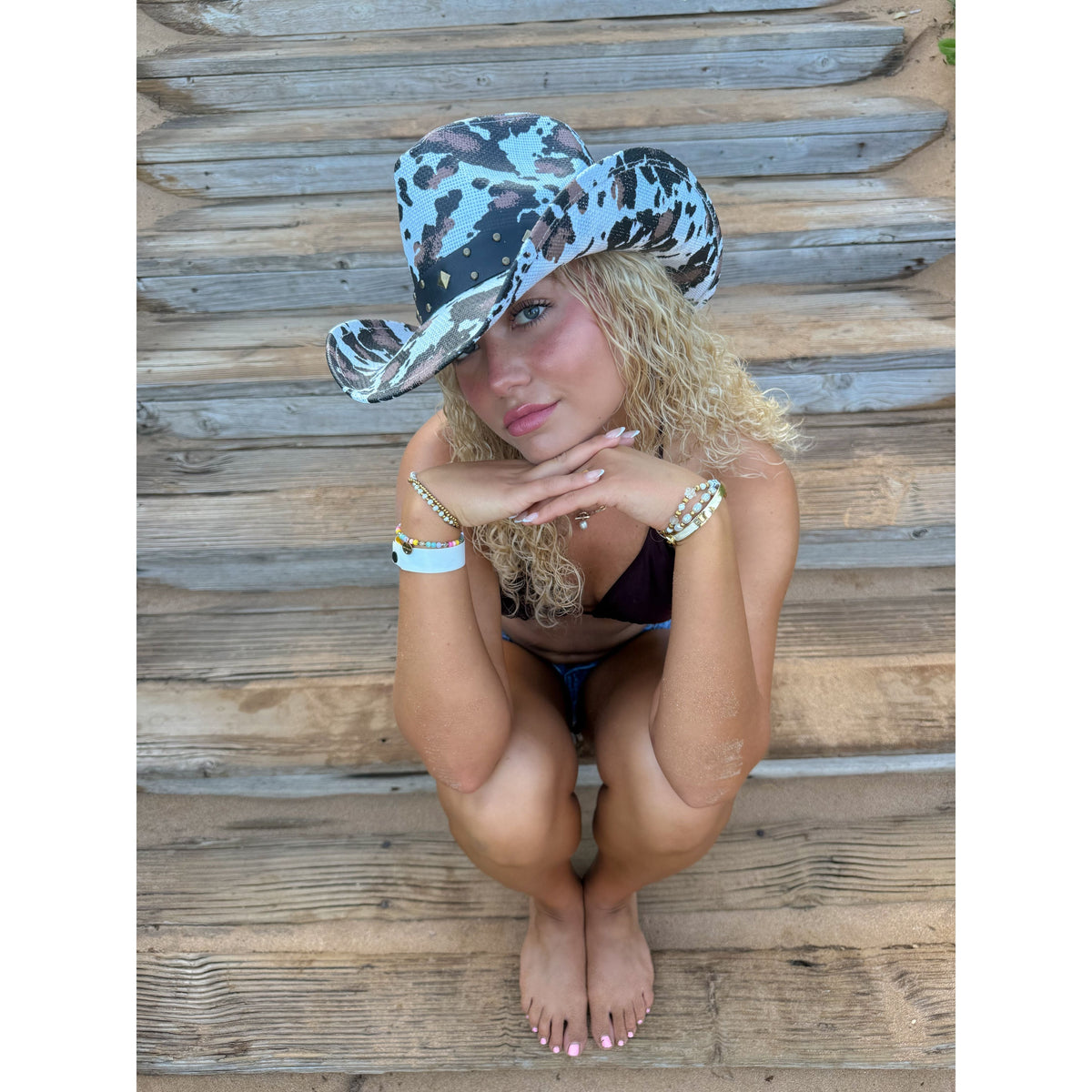 Cow Printed C.C Cowboy Hat CBC0032