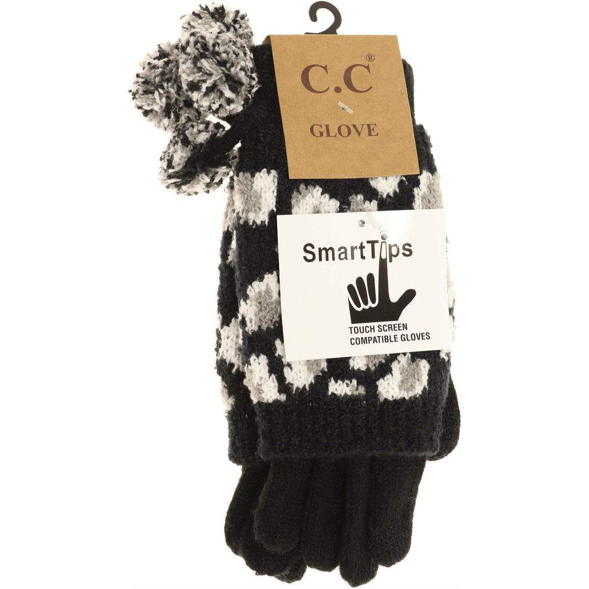 Leopard Print Cuffed CC Gloves with Pom CG7001