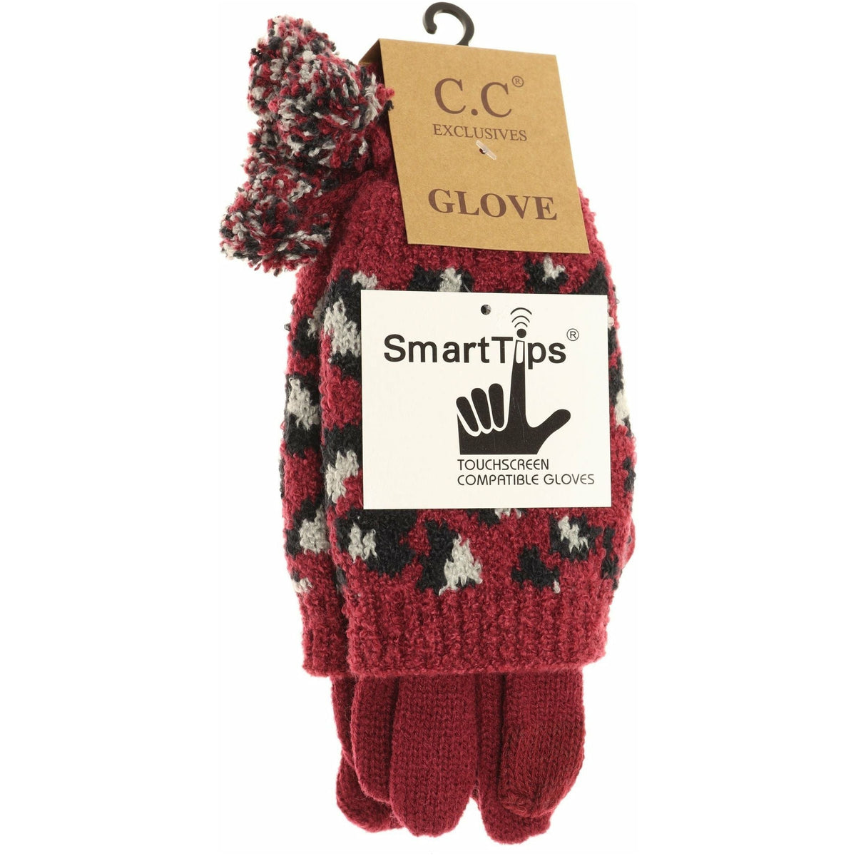 Leopard Print Cuffed CC Gloves with Pom CG7001