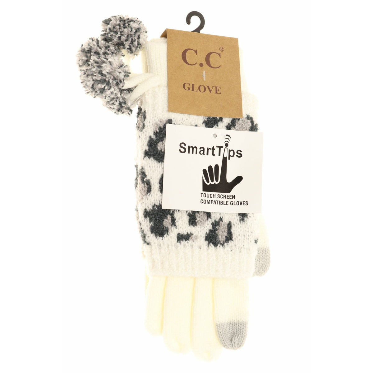 Leopard Print Cuffed CC Gloves with Pom CG7001