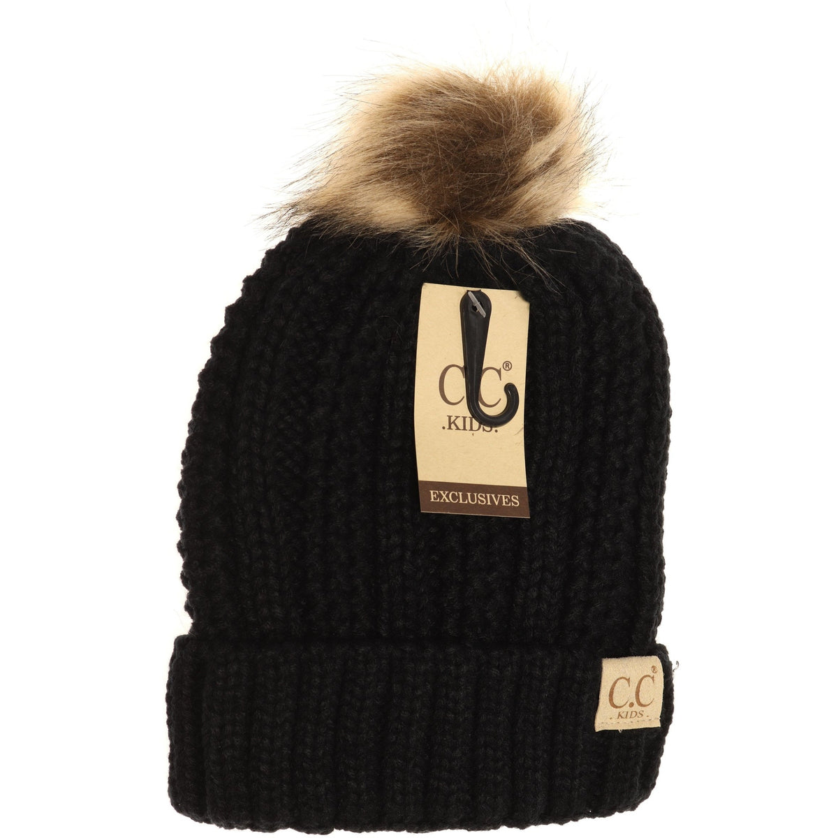 Kids Fuzzy Lined Fur Pom CC Beanie YJ820KIDS