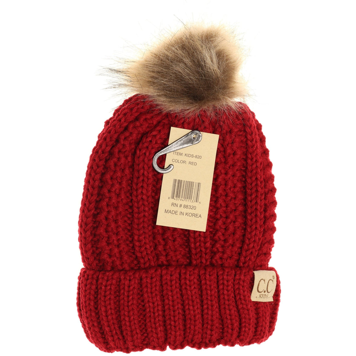 Kids Fuzzy Lined Fur Pom CC Beanie YJ820KIDS