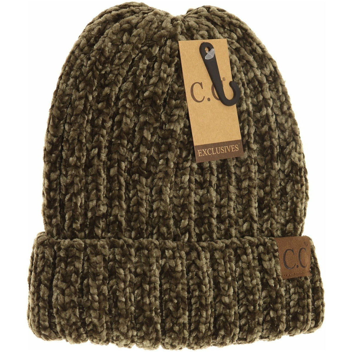 Solid Ribbed Chenille CC Beanie HAT1815
