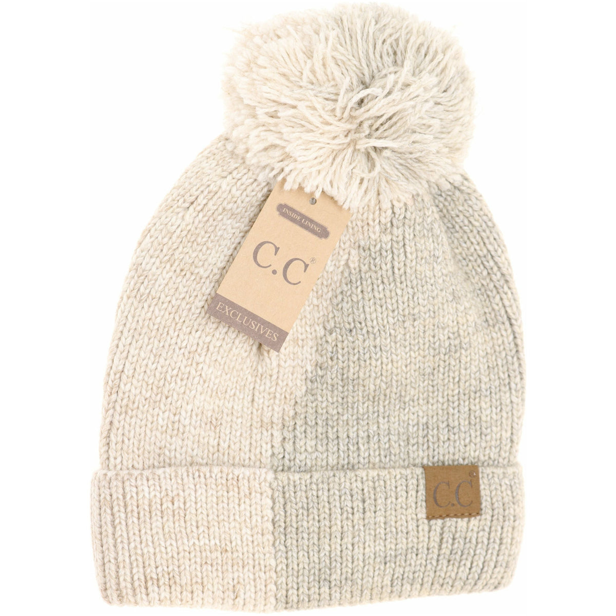 Two Tone Knit CC Beanie HAT2213