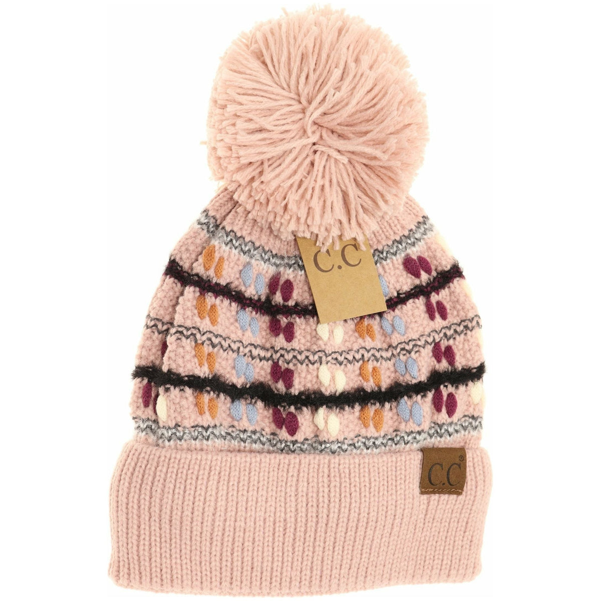 Vintage Knit Yarn Pom Beanie HAT3514