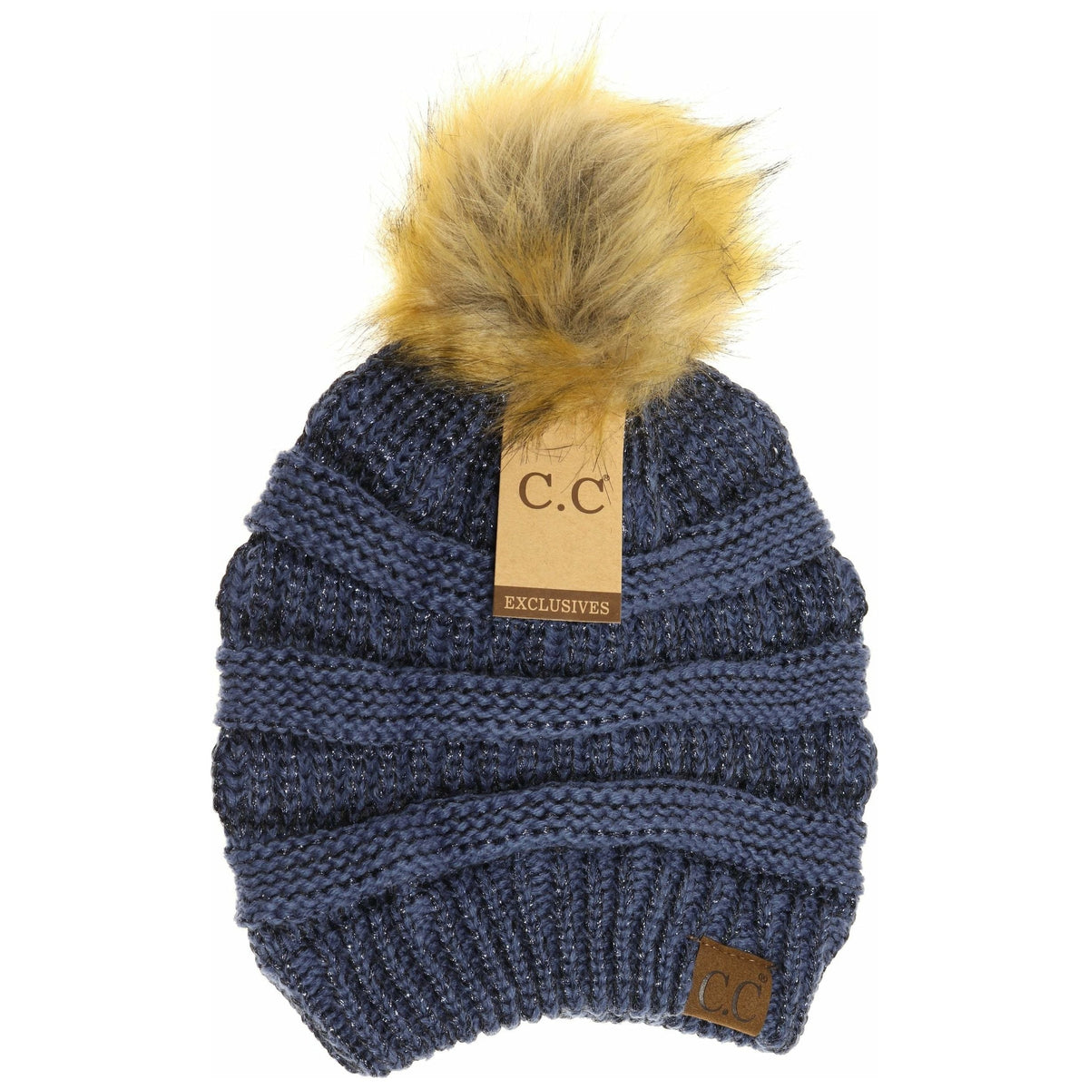 Metallic Fur Pom CC Beanie HAT43MET