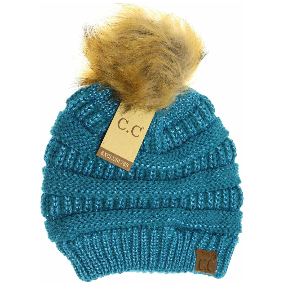 Metallic Fur Pom CC Beanie HAT43MET