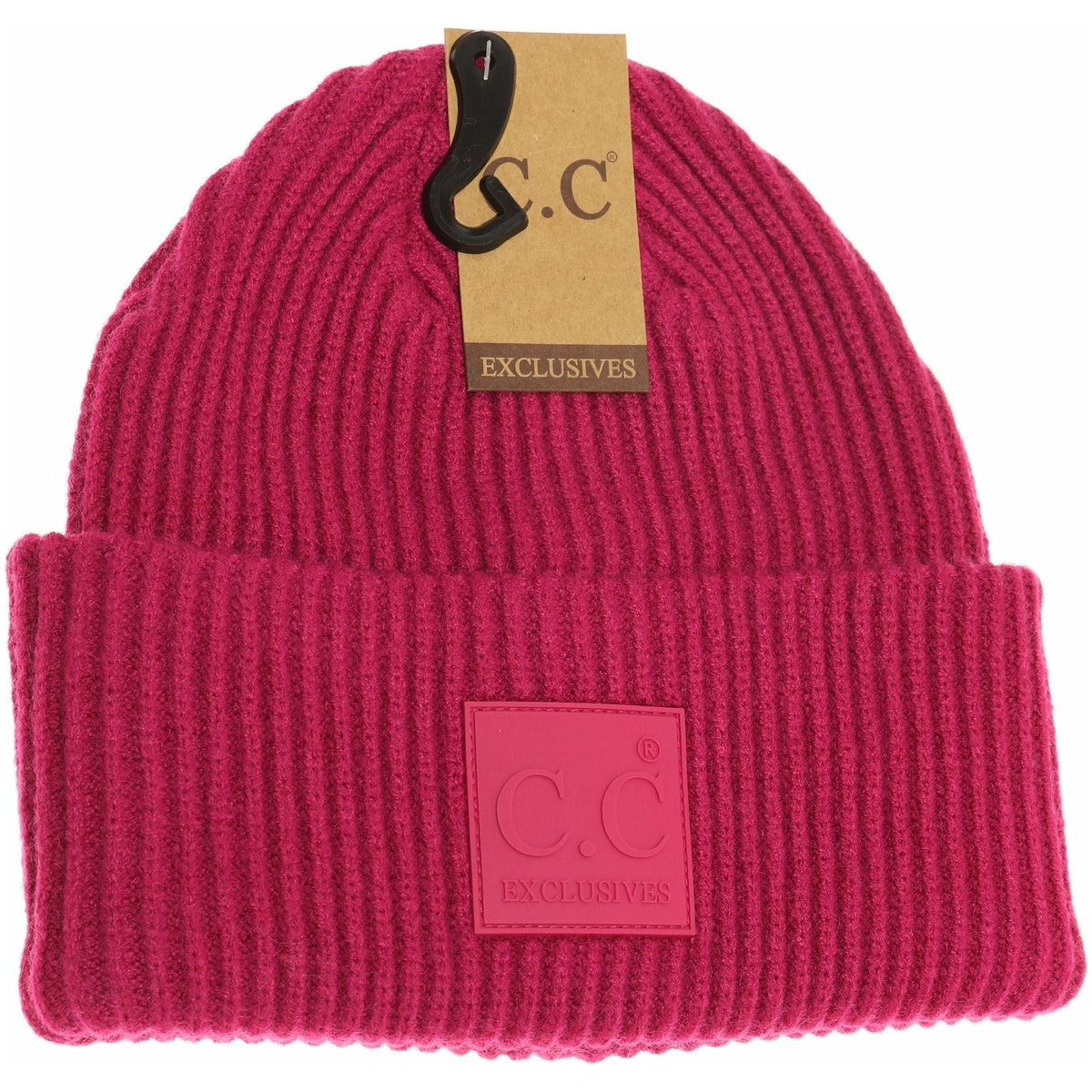 Solid Ribbed CC Beanie with Rubber Patch HAT7007