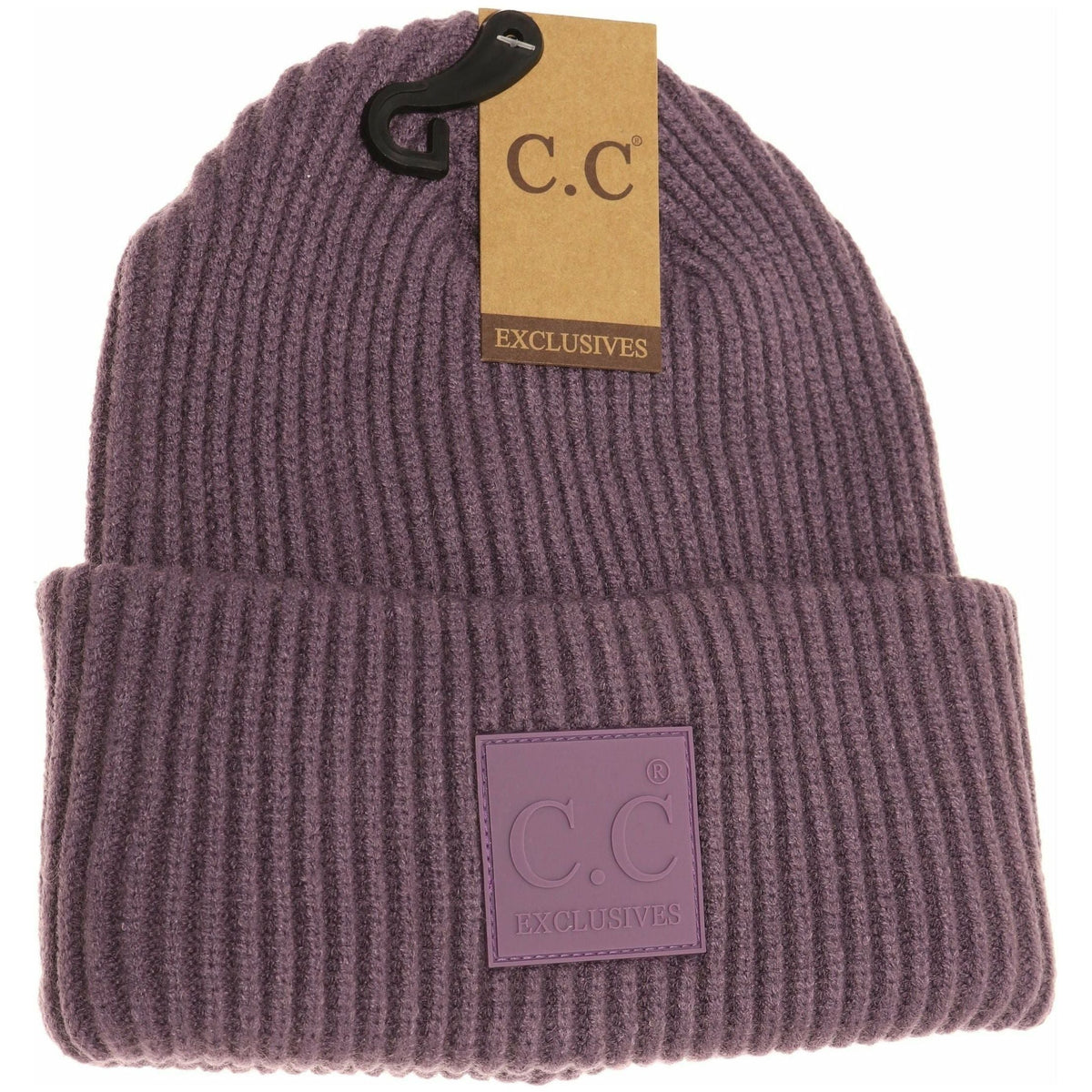 Solid Ribbed CC Beanie with Rubber Patch HAT7007
