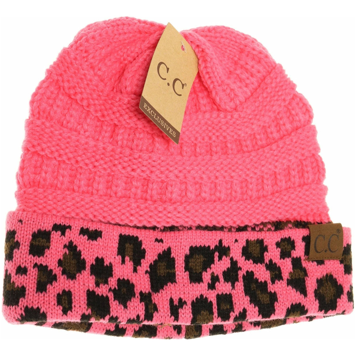 Matching Cuff Leopard Print CC Beanie HAT80