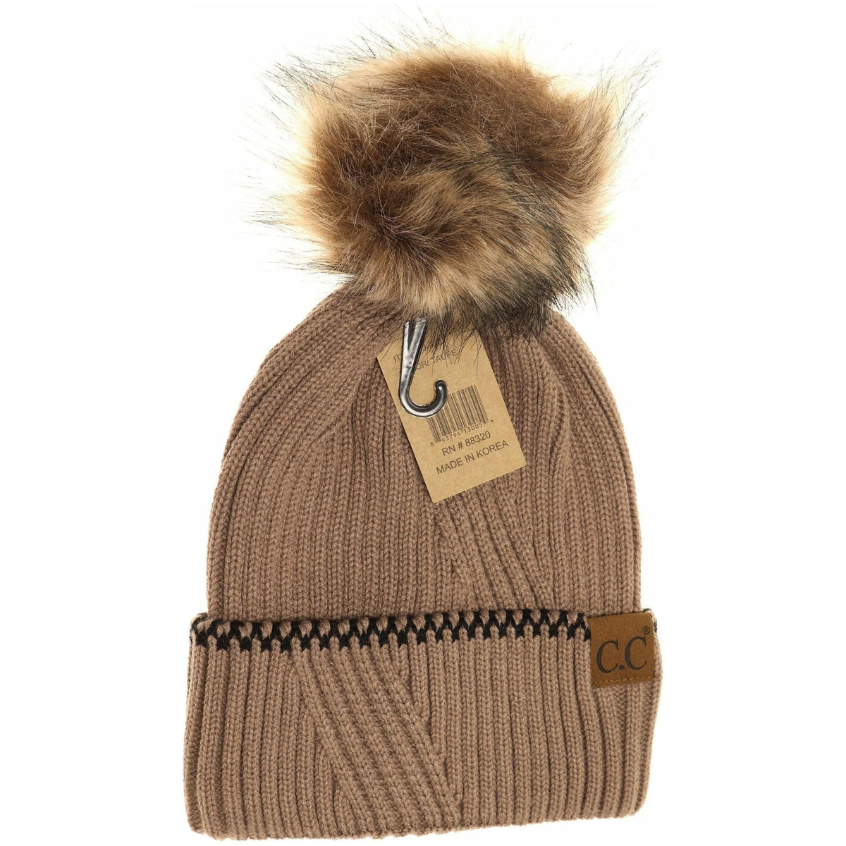 Ribbed Knit Beanie with Accented Cuff YJ920
