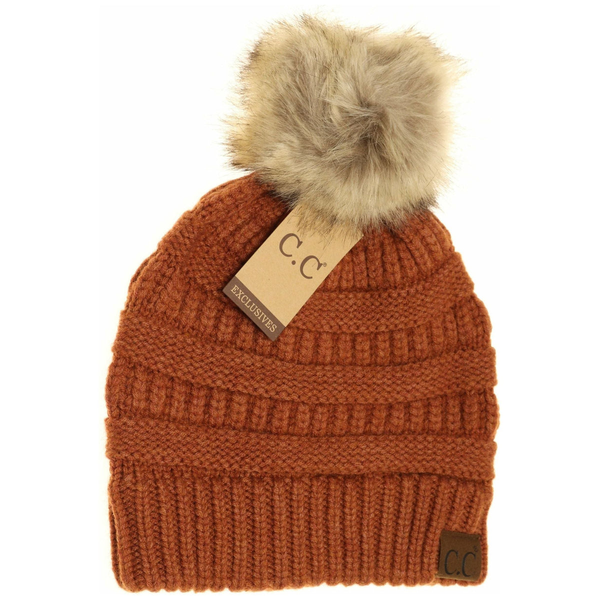 Mixed Soft Yarn Natural Pom Beanie HAT890POM