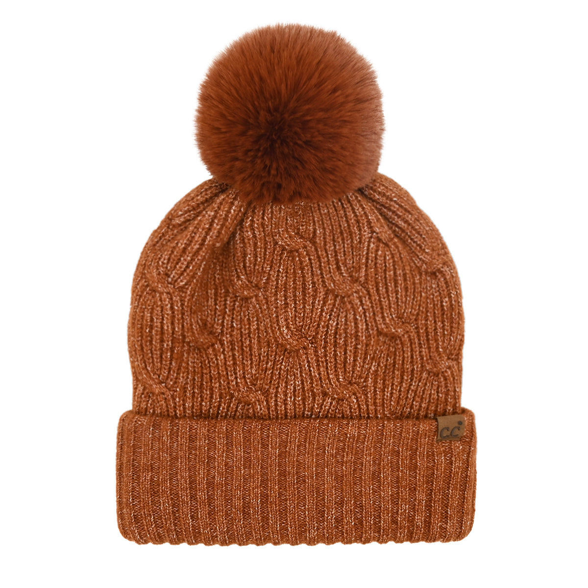 Chain Link Knitted C.C Matching Pom Beanie HTE0102