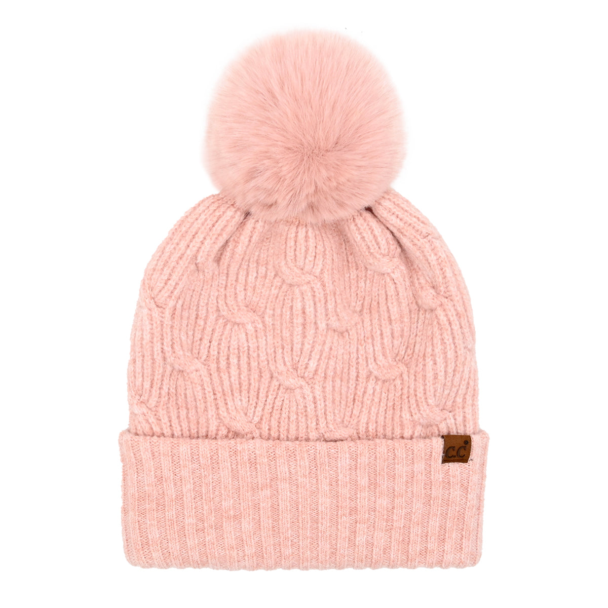 Chain Link Knitted C.C Matching Pom Beanie HTE0102