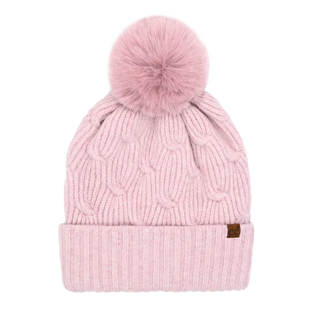 Chain Link Knitted C.C Matching Pom Beanie HTE0102