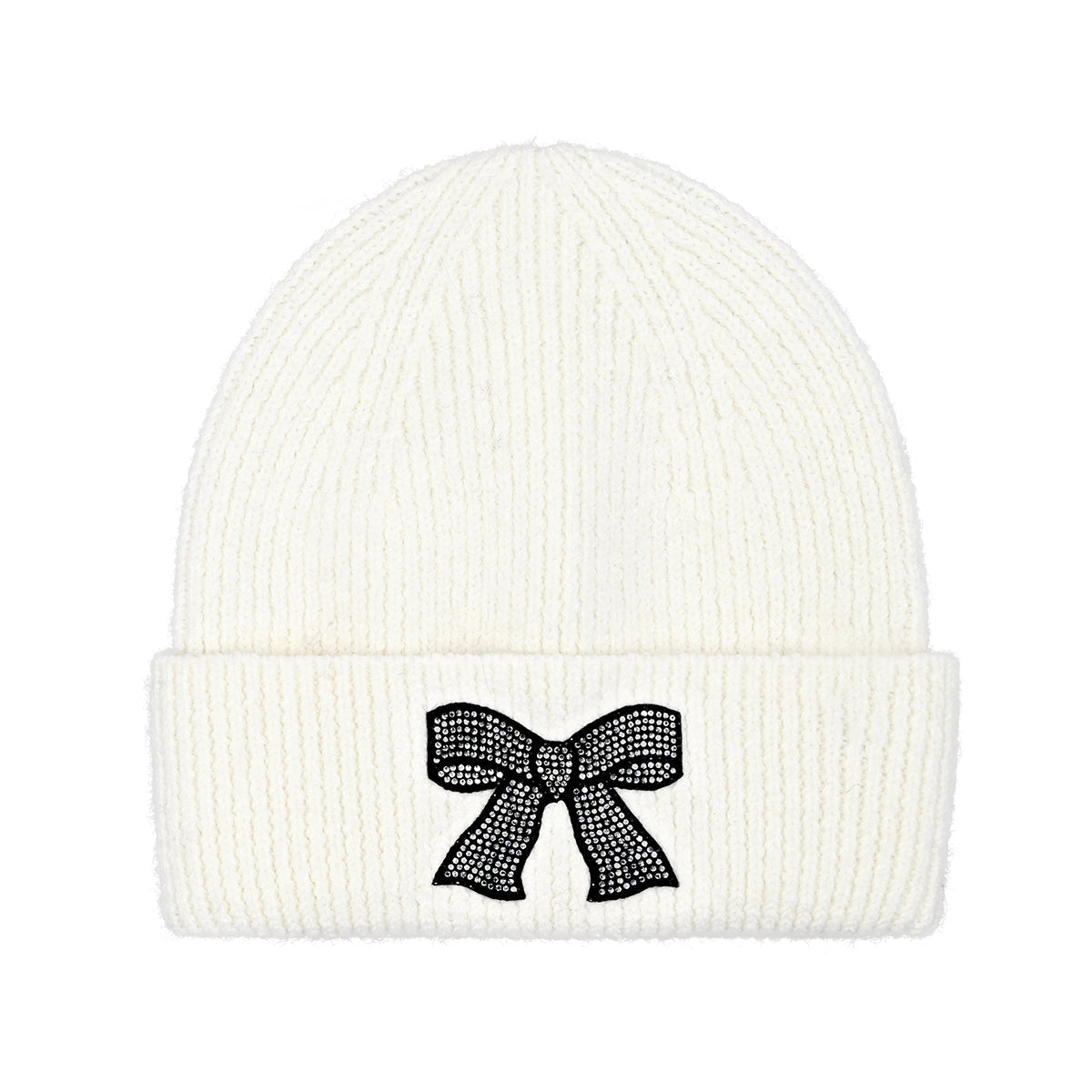 Rhinestone Ribbon Bow Embellishment C.C Beanie HTE0150