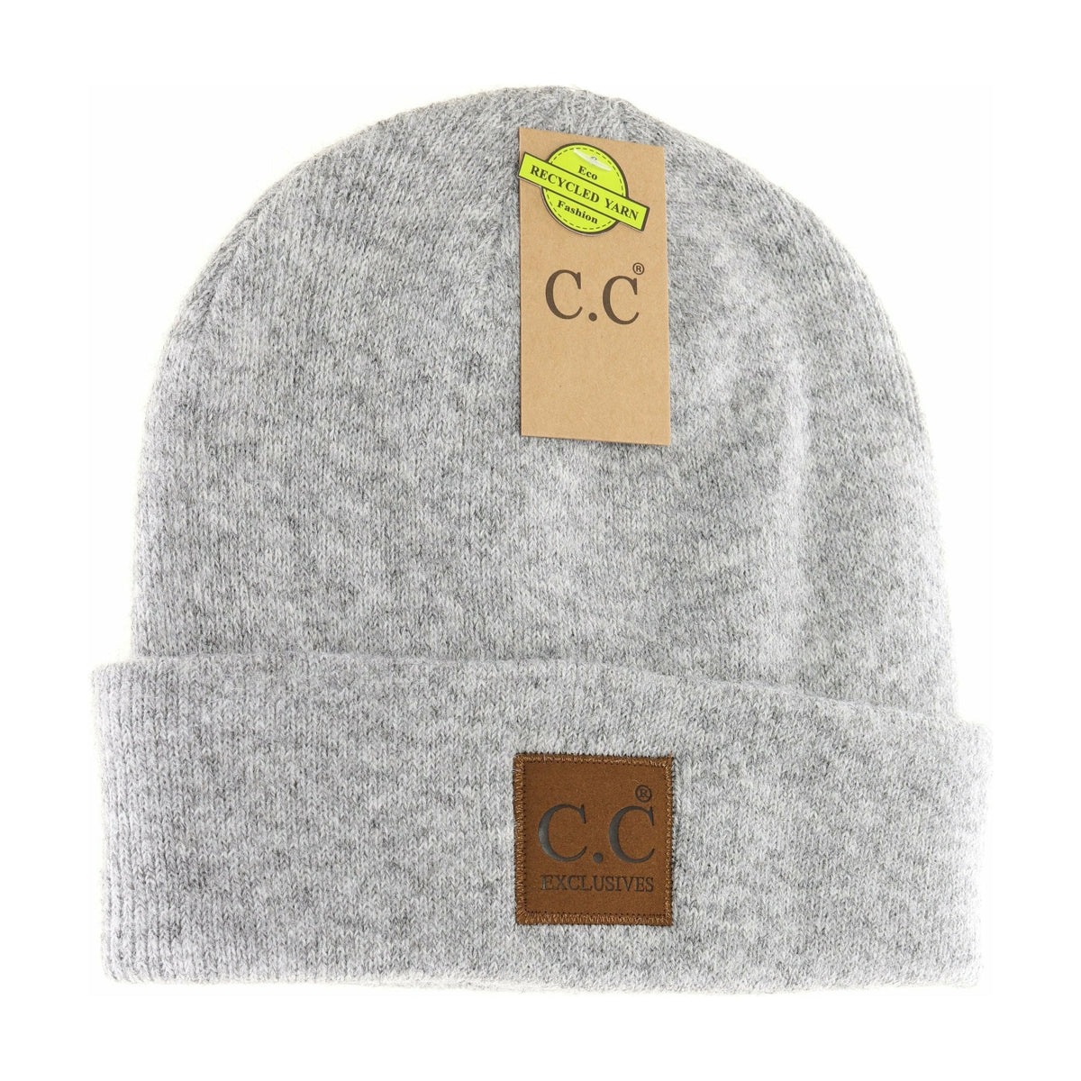 Unisex Soft Ribbed Leather Patch C.C. Beanie HTM9021