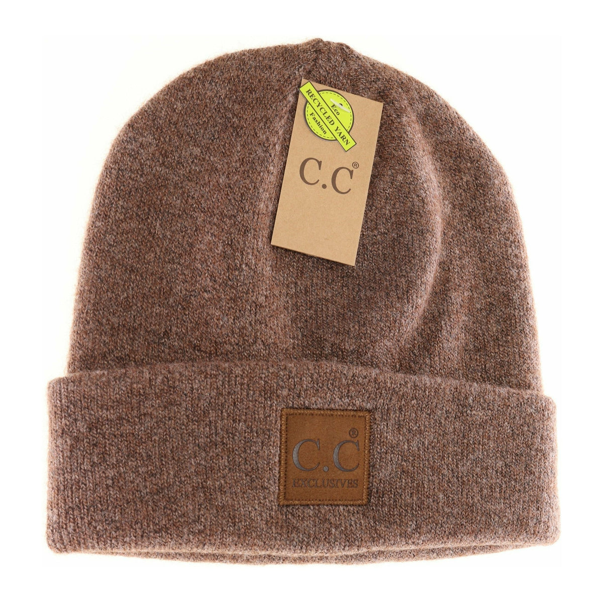 Unisex Soft Ribbed Leather Patch C.C. Beanie HTM9021