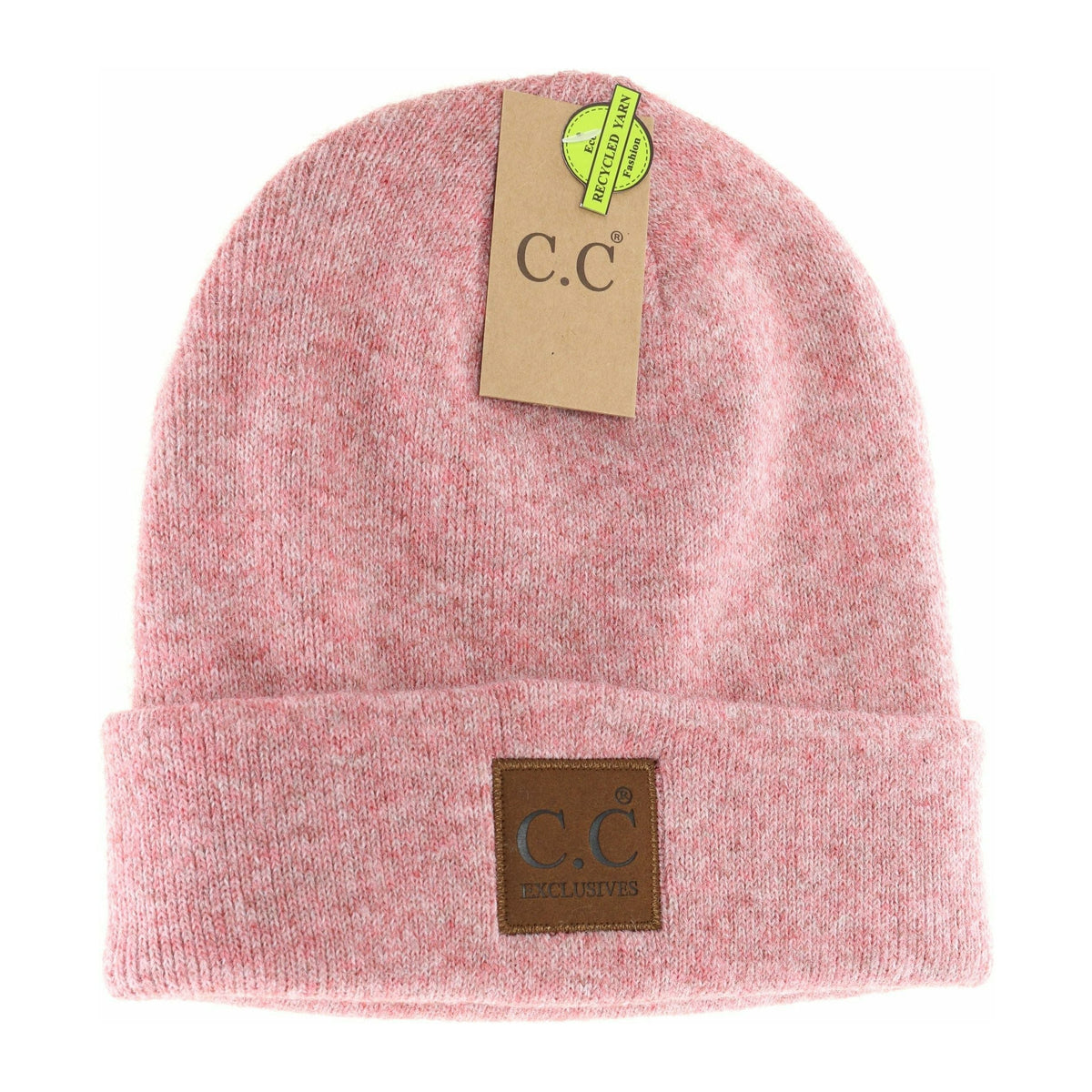 Unisex Soft Ribbed Leather Patch C.C. Beanie HTM9021