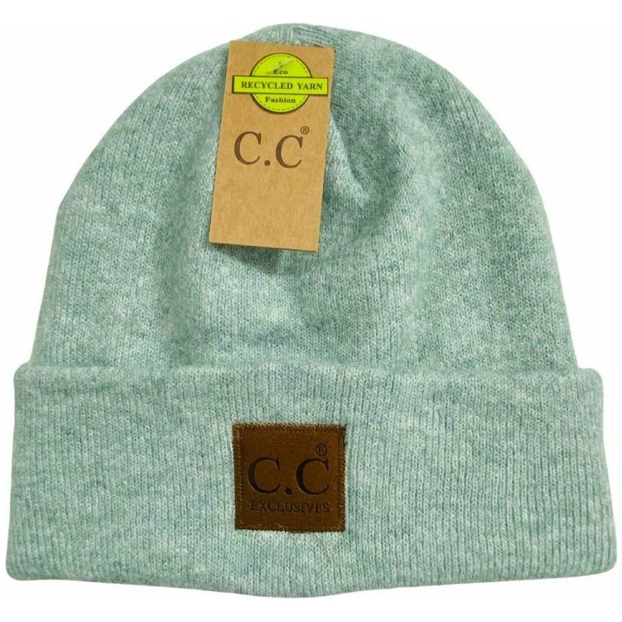 Unisex Soft Ribbed Leather Patch C.C. Beanie HTM9021