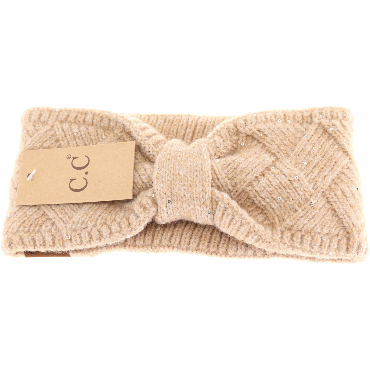 Sequin Brioche Cable Knit C.C Head Wrap HW2073