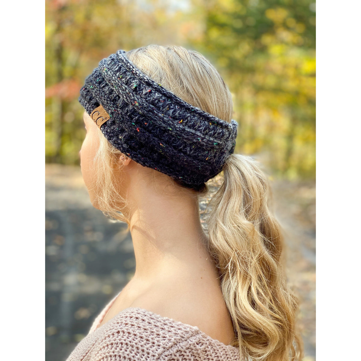 Ombre Ribbed Flecked Ponytail Headband HB817