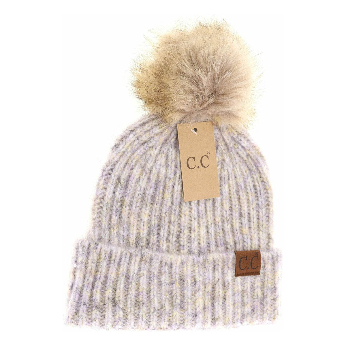 Soft Ribbed Fur Pom C.C Beanie HAT2074