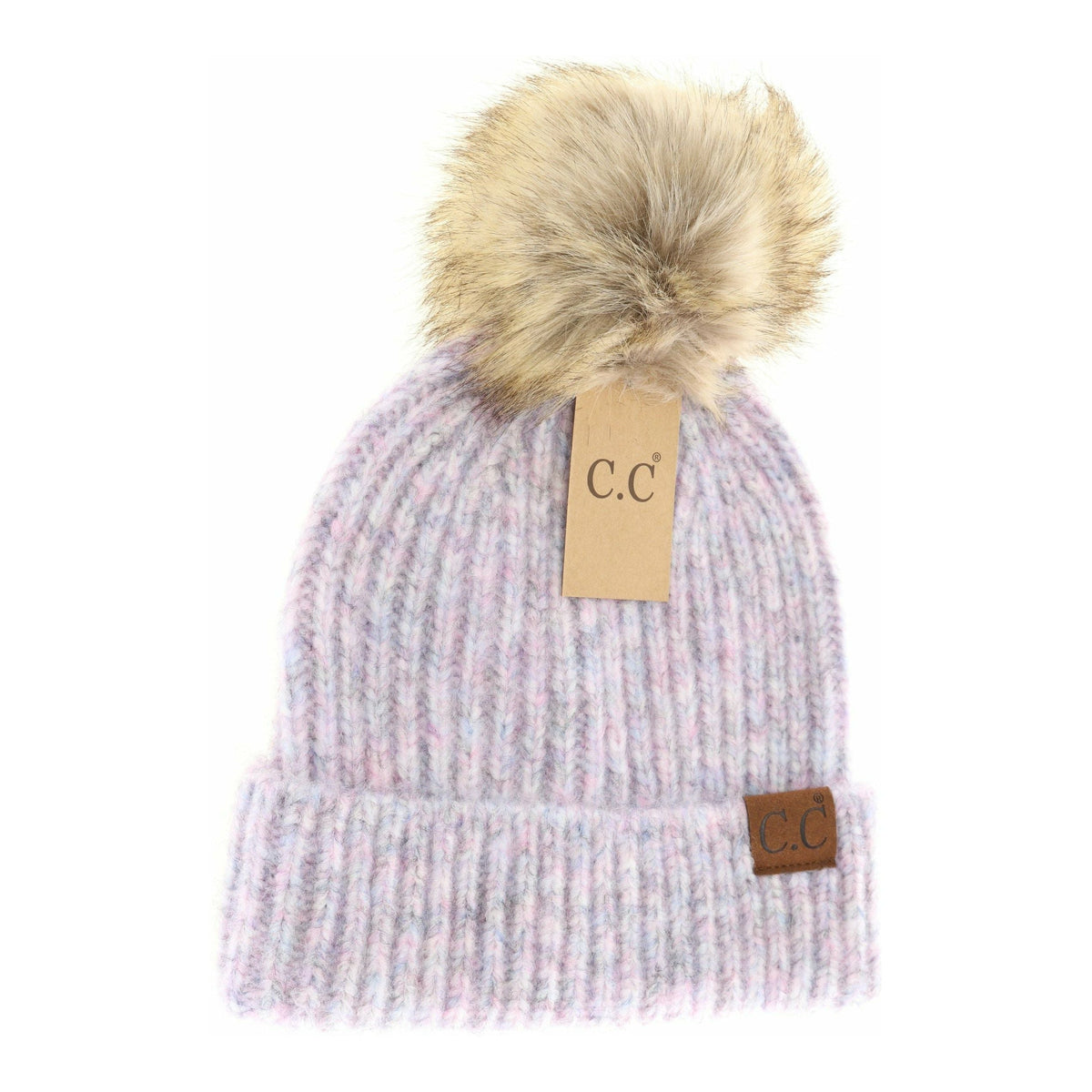 Soft Ribbed Fur Pom C.C Beanie HAT2074