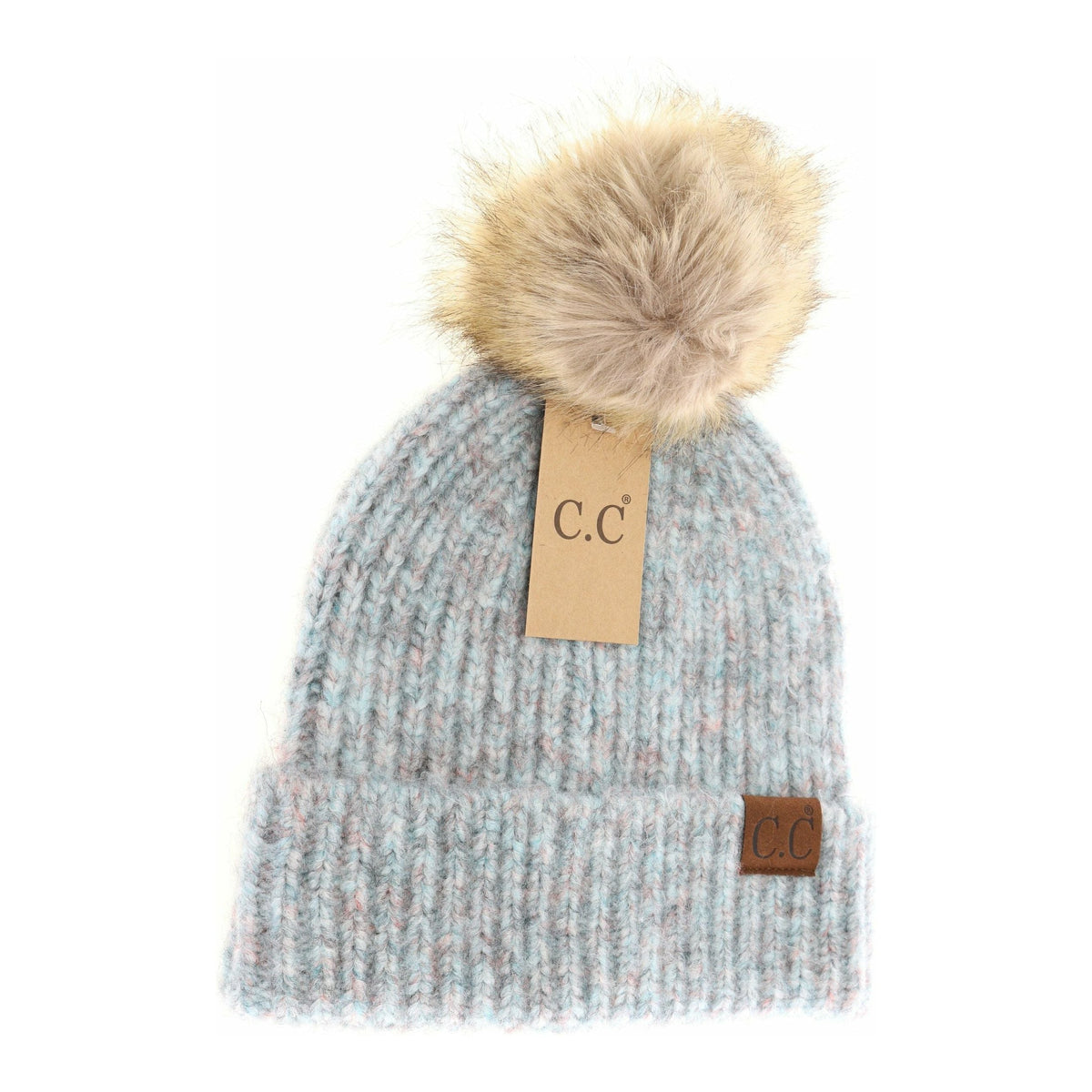 Soft Ribbed Fur Pom C.C Beanie HAT2074