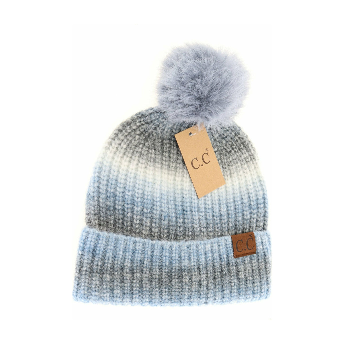Multicolored Ombre Fur Pom C.C Beanie HAT2077