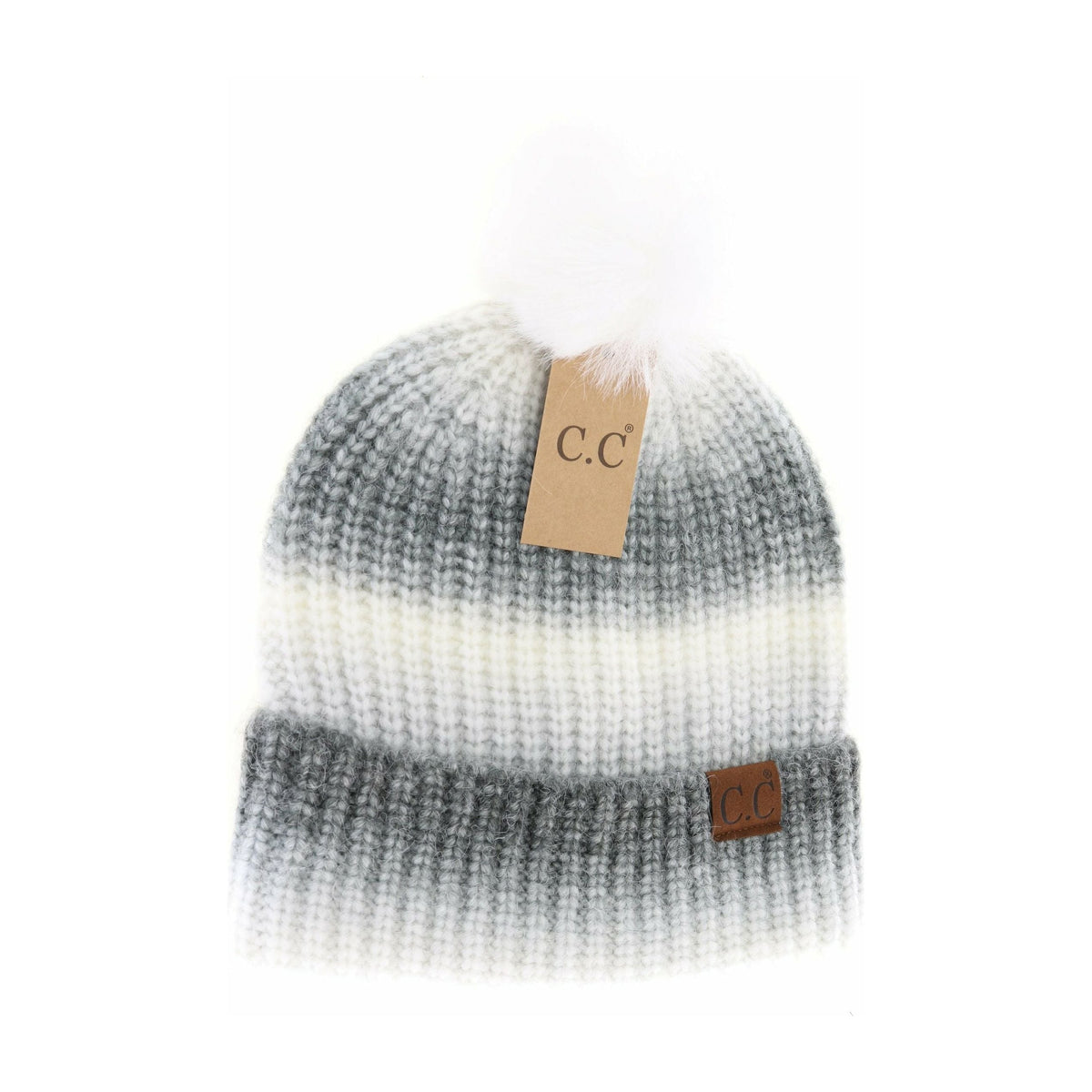 Multicolored Ombre Fur Pom C.C Beanie HAT2077
