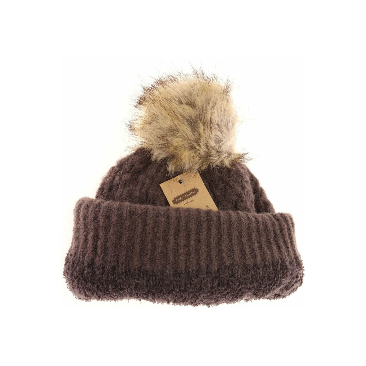 Solid Smocked Stitch Fur Pom C.C Beanie HAT2080