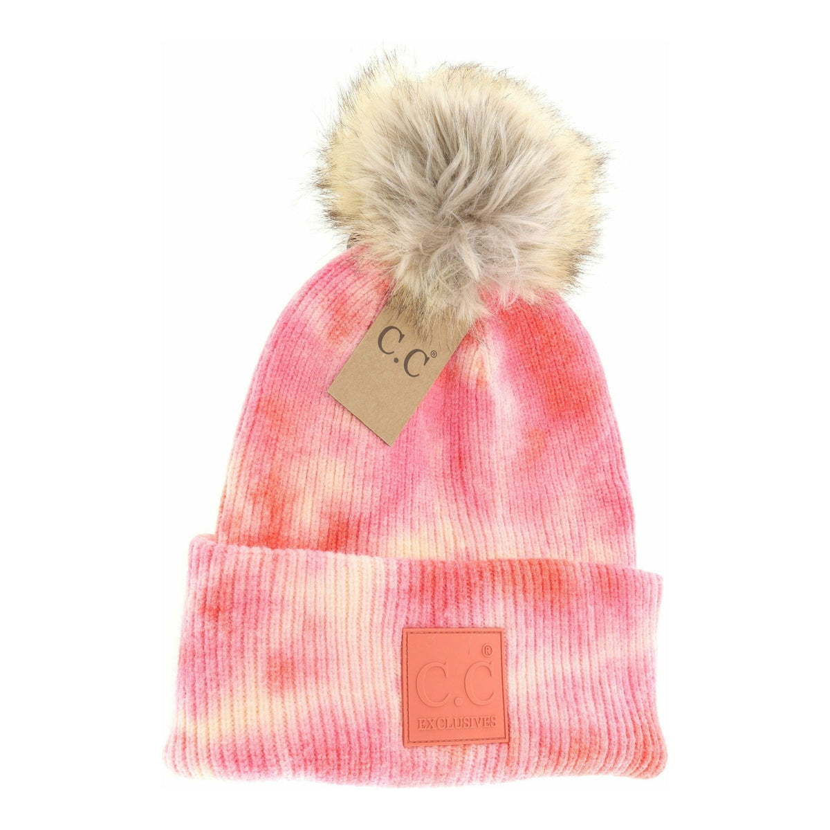 Tie Dye Fur Pom C.C Beanie HAT7380POM