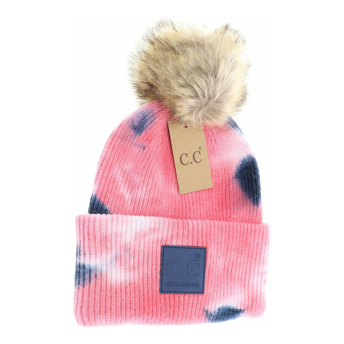 Tie Dye Fur Pom C.C Beanie HAT7380POM