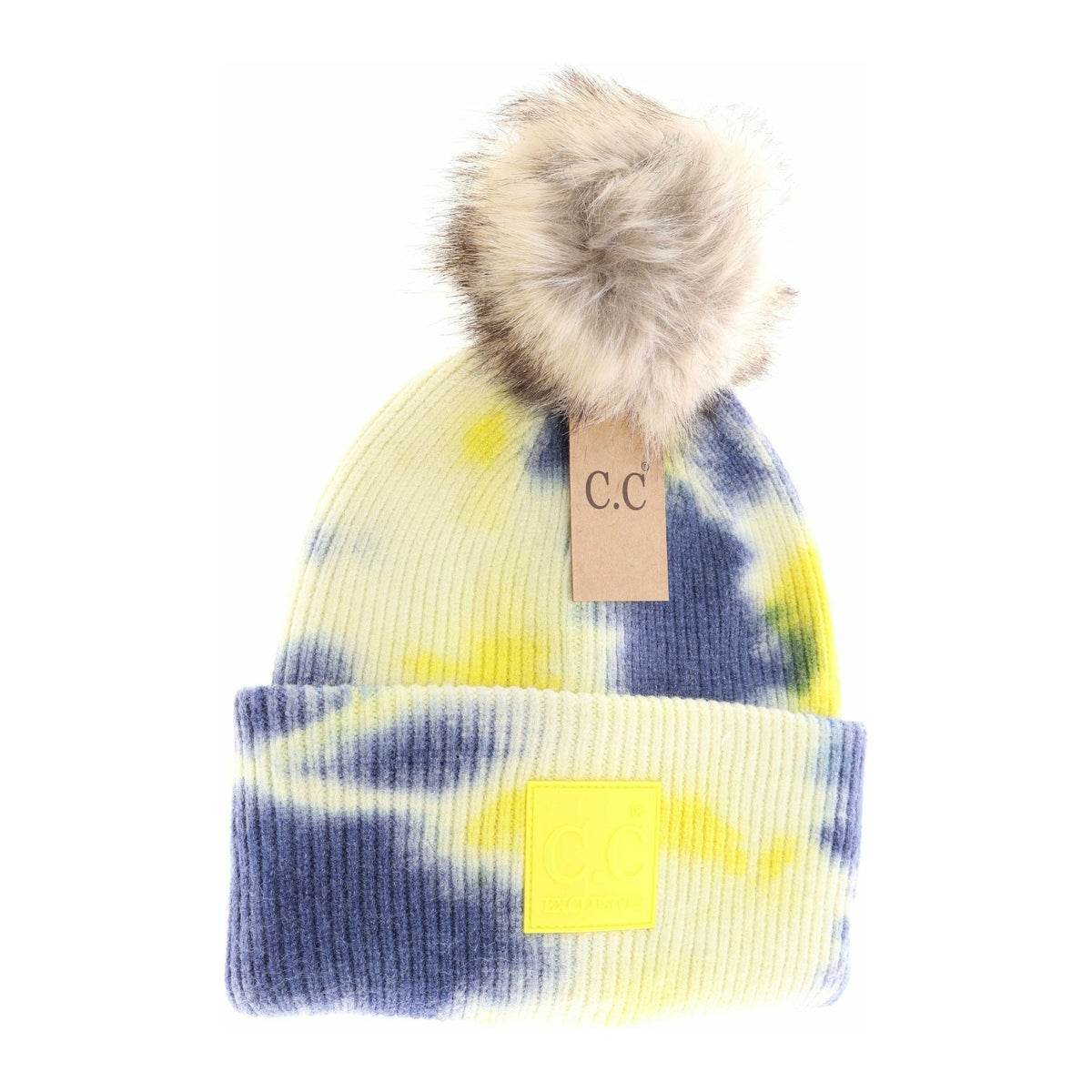 Tie Dye Fur Pom C.C Beanie HAT7380POM