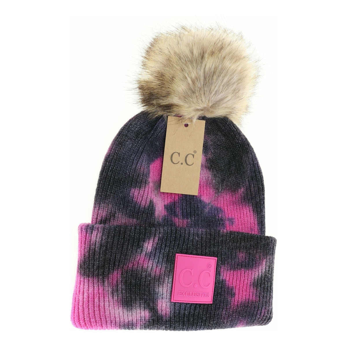 Tie Dye Fur Pom C.C Beanie HAT7380POM